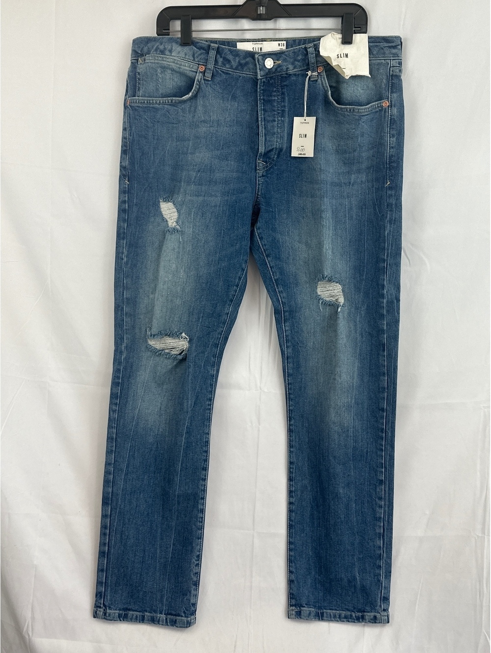 Topman Slim Fit Distressed Blue Jeans W36 L32
